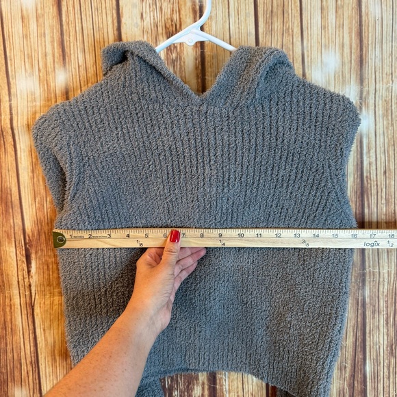 Women’s Gray Hooded Cropped Sweater Textured Knit 100% Recycled Polyester Small - Picture 6 of 9